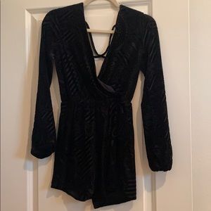 Black velvet romper